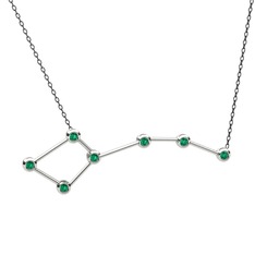 Ursa Minor Kolye - Yeşil kuvars 8 ayar beyaz altın kolye (40 cm gümüş rolo zincir) #t99o6i