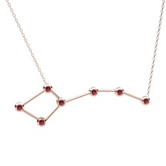 Ursa Minor Kolye - Kök yakut 14 ayar rose altın kolye (40 cm rose altın rolo zincir) #xpjlmt