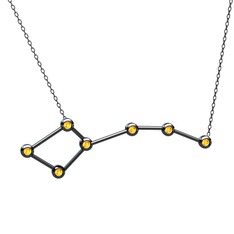 Ursa Minor Kolye - Sitrin 925 ayar siyah rodyum kaplama gümüş kolye (40 cm gümüş rolo zincir) #y33l98