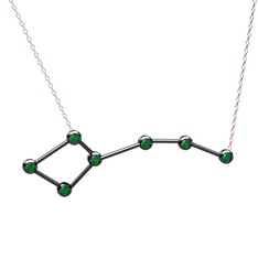 Ursa Minor Kolye - Kök zümrüt 925 ayar siyah rodyum kaplama gümüş kolye (40 cm gümüş rolo zincir) #zmfv