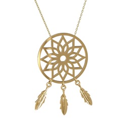 Dreamcatcher Kolye - 14 ayar altın kolye (40 cm altın rolo zincir) #1prytn5
