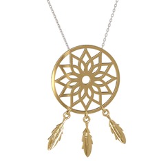 Dreamcatcher Kolye - 925 ayar altın kaplama gümüş kolye (40 cm gümüş rolo zincir) #v4txg