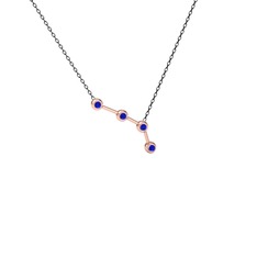 Lab safir 18 ayar rose altın kolye (40 cm gümüş rolo zincir)