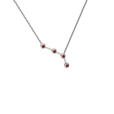 Garnet 14 ayar beyaz altın kolye (40 cm gümüş rolo zincir)