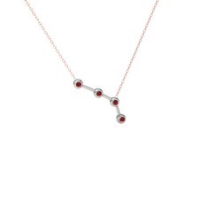 Aries Kolye - Garnet 14 ayar beyaz altın kolye (40 cm rose altın rolo zincir) #10o04ss