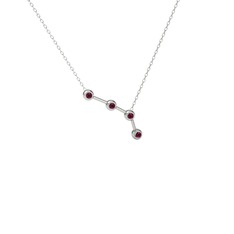 Aries Kolye - Rodolit garnet 18 ayar beyaz altın kolye (40 cm gümüş rolo zincir) #129a02j