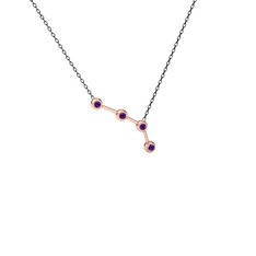 Ametist 8 ayar rose altın kolye (40 cm gümüş rolo zincir)