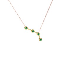 Aries Kolye - Yeşil kuvars 925 ayar altın kaplama gümüş kolye (40 cm rose altın rolo zincir) #13dmh