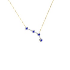 Lab safir 14 ayar beyaz altın kolye (40 cm altın rolo zincir)