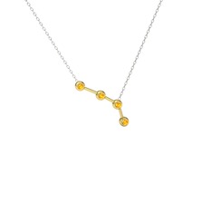 Aries Kolye - Sitrin 8 ayar altın kolye (40 cm beyaz altın rolo zincir) #1595bt6