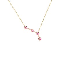 Pembe kuvars 14 ayar rose altın kolye (40 cm altın rolo zincir)