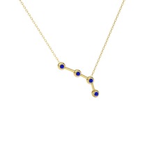 Lab safir 925 ayar altın kaplama gümüş kolye (40 cm altın rolo zincir)
