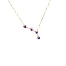 Lab safir 18 ayar rose altın kolye (40 cm altın rolo zincir)