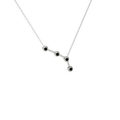 Aries Kolye - Siyah zirkon 18 ayar beyaz altın kolye (40 cm beyaz altın rolo zincir) #19vi6uz
