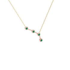 Aries Kolye - Yeşil kuvars 18 ayar rose altın kolye (40 cm gümüş rolo zincir) #1av6o6y