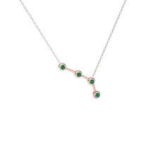Aries Kolye - Yeşil kuvars 925 ayar rose altın kaplama gümüş kolye (40 cm beyaz altın rolo zincir) #1cgoq14