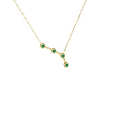 Aries Kolye - Yeşil kuvars 8 ayar altın kolye (40 cm gümüş rolo zincir) #1ciyo04