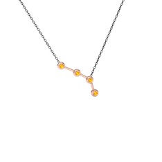 Sitrin 925 ayar rose altın kaplama gümüş kolye (40 cm gümüş rolo zincir)