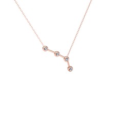 Beyaz zirkon 14 ayar rose altın kolye (40 cm rose altın rolo zincir)