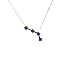 Aries Kolye - Lab safir 925 ayar siyah rodyum kaplama gümüş kolye (40 cm beyaz altın rolo zincir) #1f3czlr