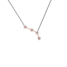 Beyaz zirkon 8 ayar rose altın kolye (40 cm gümüş rolo zincir)