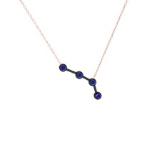 Aries Kolye - Lab safir 925 ayar siyah rodyum kaplama gümüş kolye (40 cm rose altın rolo zincir) #1j3lvnm
