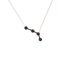 Aries Kolye - Rodolit garnet 925 ayar siyah rodyum kaplama gümüş kolye (40 cm rose altın rolo zincir) #1l2qtep