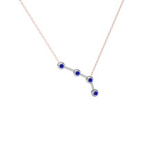Aries Kolye - Lab safir 925 ayar gümüş kolye (40 cm rose altın rolo zincir) #1lxyels