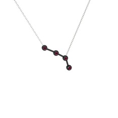 Aries Kolye - Rodolit garnet 925 ayar siyah rodyum kaplama gümüş kolye (40 cm gümüş rolo zincir) #1pci9e3