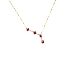 Aries Kolye - Rodolit garnet 8 ayar rose altın kolye (40 cm altın rolo zincir) #1sizmvo