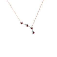 Kök yakut 14 ayar beyaz altın kolye (40 cm rose altın rolo zincir)