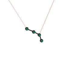 Aries Kolye - Yeşil kuvars 925 ayar siyah rodyum kaplama gümüş kolye (40 cm rose altın rolo zincir) #1sp5t47