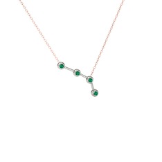 Yeşil kuvars 14 ayar beyaz altın kolye (40 cm rose altın rolo zincir)