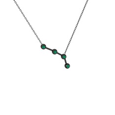 Aries Kolye - Yeşil kuvars 925 ayar siyah rodyum kaplama gümüş kolye (40 cm gümüş rolo zincir) #1u3tfpa