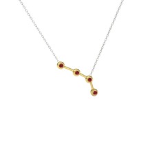 Aries Kolye - Garnet 8 ayar altın kolye (40 cm beyaz altın rolo zincir) #1uoyn9h