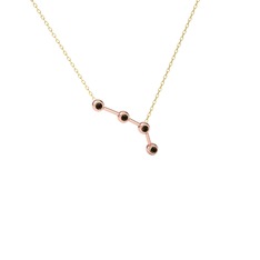 Dumanlı kuvars 925 ayar rose altın kaplama gümüş kolye (40 cm altın rolo zincir)
