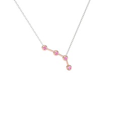 Pembe kuvars 14 ayar rose altın kolye (40 cm beyaz altın rolo zincir)
