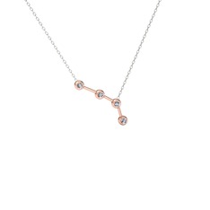 Aries Kolye - Pırlanta 8 ayar rose altın kolye (0.144 karat, 40 cm beyaz altın rolo zincir) #2di3l8