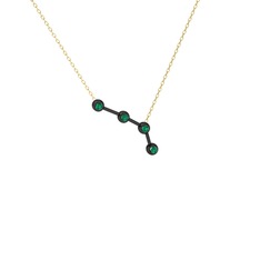 Aries Kolye - Yeşil kuvars 925 ayar siyah rodyum kaplama gümüş kolye (40 cm altın rolo zincir) #329aq