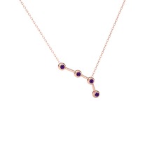 Aries Kolye - Ametist 14 ayar rose altın kolye (40 cm rose altın rolo zincir) #3bmjyg