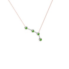 Aries Kolye - Peridot 14 ayar beyaz altın kolye (40 cm gümüş rolo zincir) #66ysl5