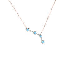 Aries Kolye - Akuamarin 925 ayar gümüş kolye (40 cm rose altın rolo zincir) #6z7cz9
