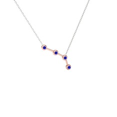 Lab safir 18 ayar rose altın kolye (40 cm beyaz altın rolo zincir)