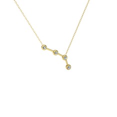 Aries Kolye - Beyaz zirkon 8 ayar altın kolye (40 cm altın rolo zincir) #86v11n