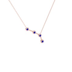 Lab safir 8 ayar rose altın kolye (40 cm gümüş rolo zincir)