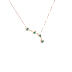 Yeşil kuvars 14 ayar rose altın kolye (40 cm gümüş rolo zincir)