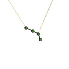 Peridot 925 ayar siyah rodyum kaplama gümüş kolye (40 cm gümüş rolo zincir)