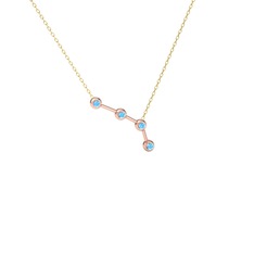 Akuamarin 18 ayar rose altın kolye (40 cm gümüş rolo zincir)