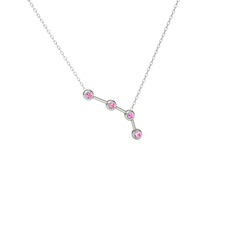 Pembe kuvars 925 ayar gümüş kolye (40 cm beyaz altın rolo zincir)