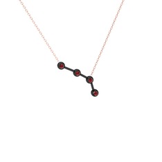 Aries Kolye - Garnet 925 ayar siyah rodyum kaplama gümüş kolye (40 cm rose altın rolo zincir) #dt4o1t